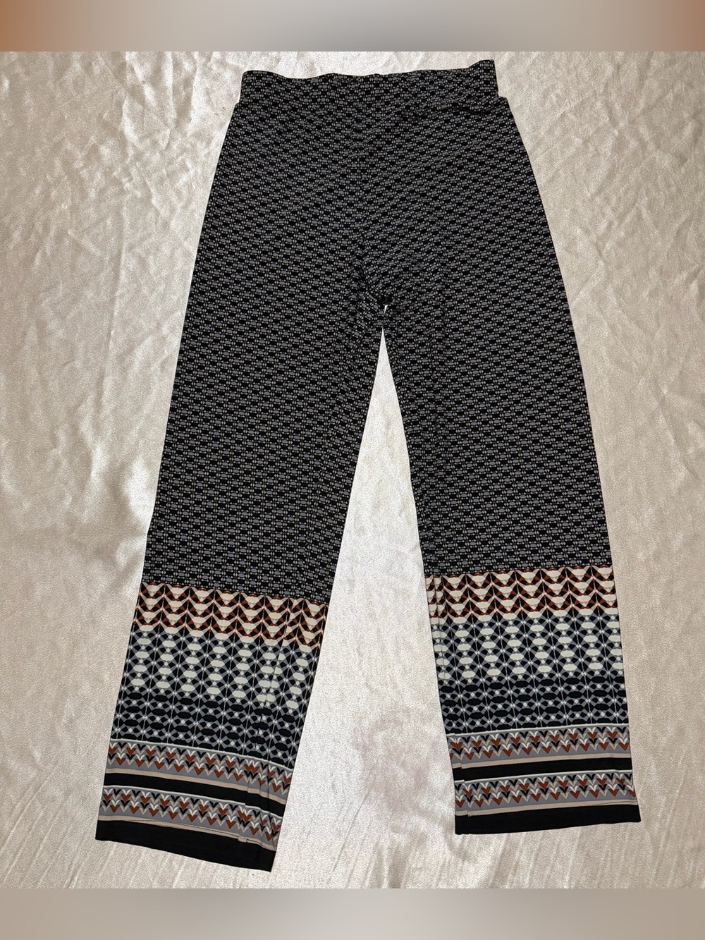 Susan Graver Regular Printed Liquid Knit Wide Leg Ankle Pants XS A468692